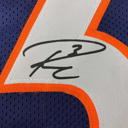 Framed Facsimile Autographed Russell Wilson 35x39 Denver Blue Reprint Laser Auto Football Jersey (ONLINE ORDER ONLY)