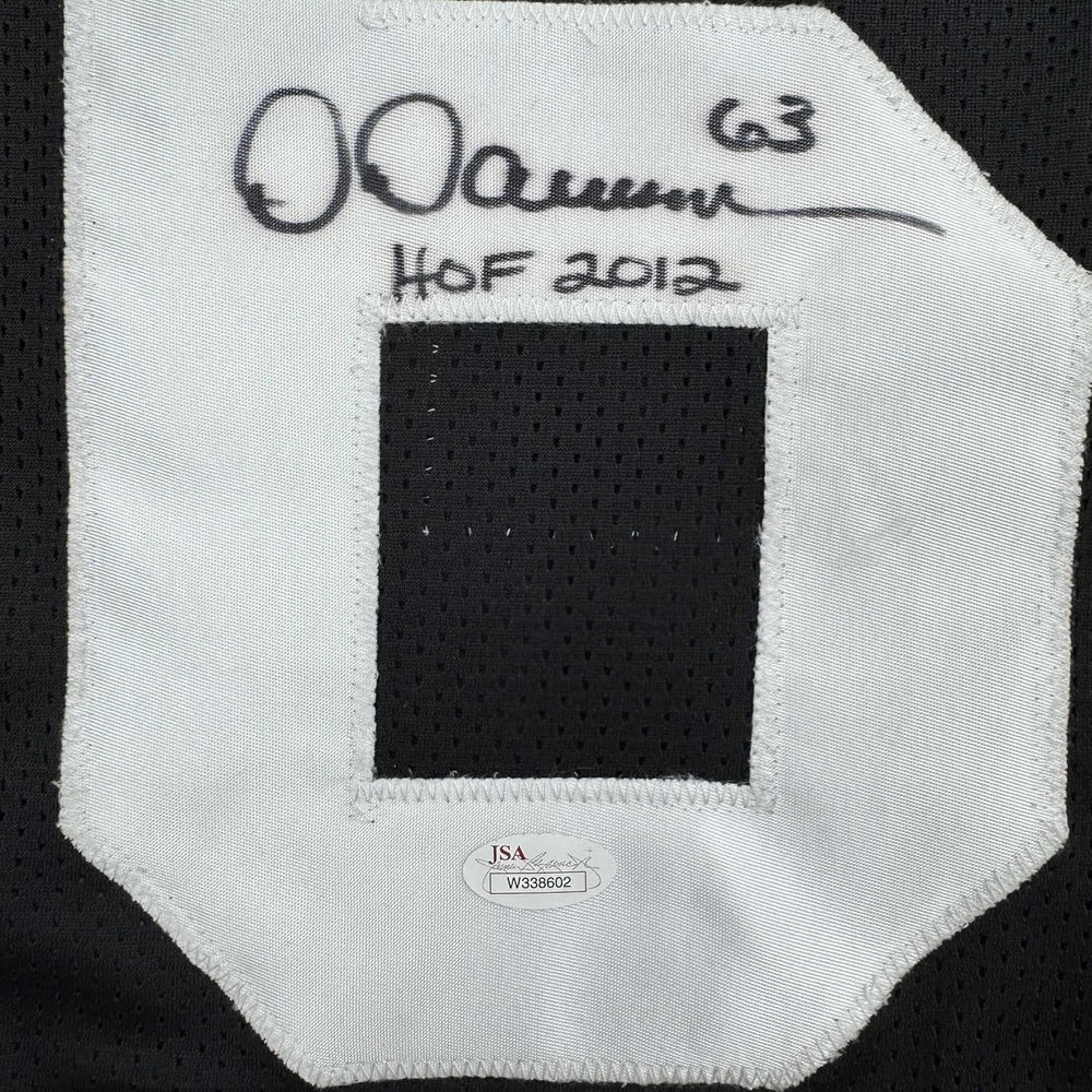 Framed Autographed/Signed Dermontti Dawson HOF 12 35x39 Pittsburgh Black Football Jersey JSA COA