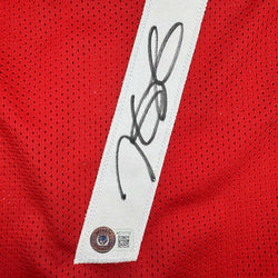 Framed Autographed/Signed Kevin Durant 35x39Houston Red Basketball Jersey Beckett BAS COA