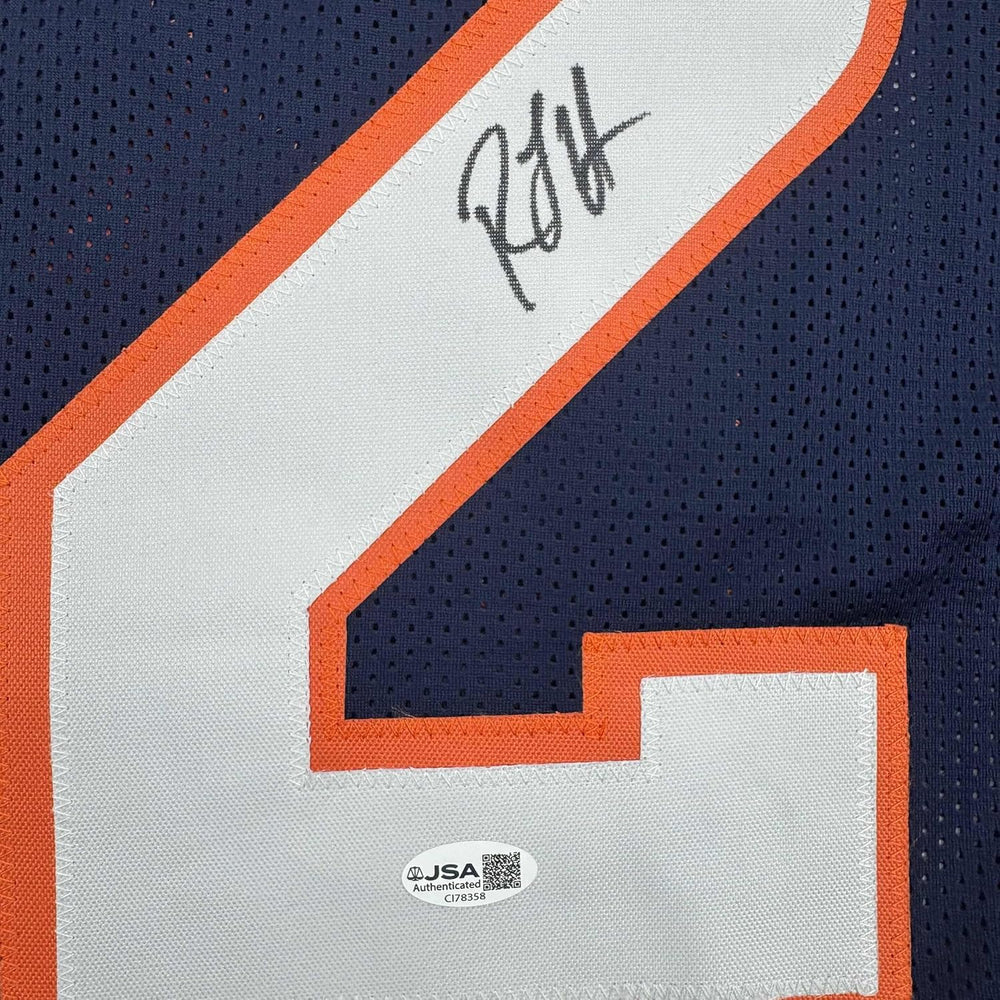 Framed Autographed/Signed R.J RJ Harvey 35x39 Denver Blue Football Jersey JSA COA