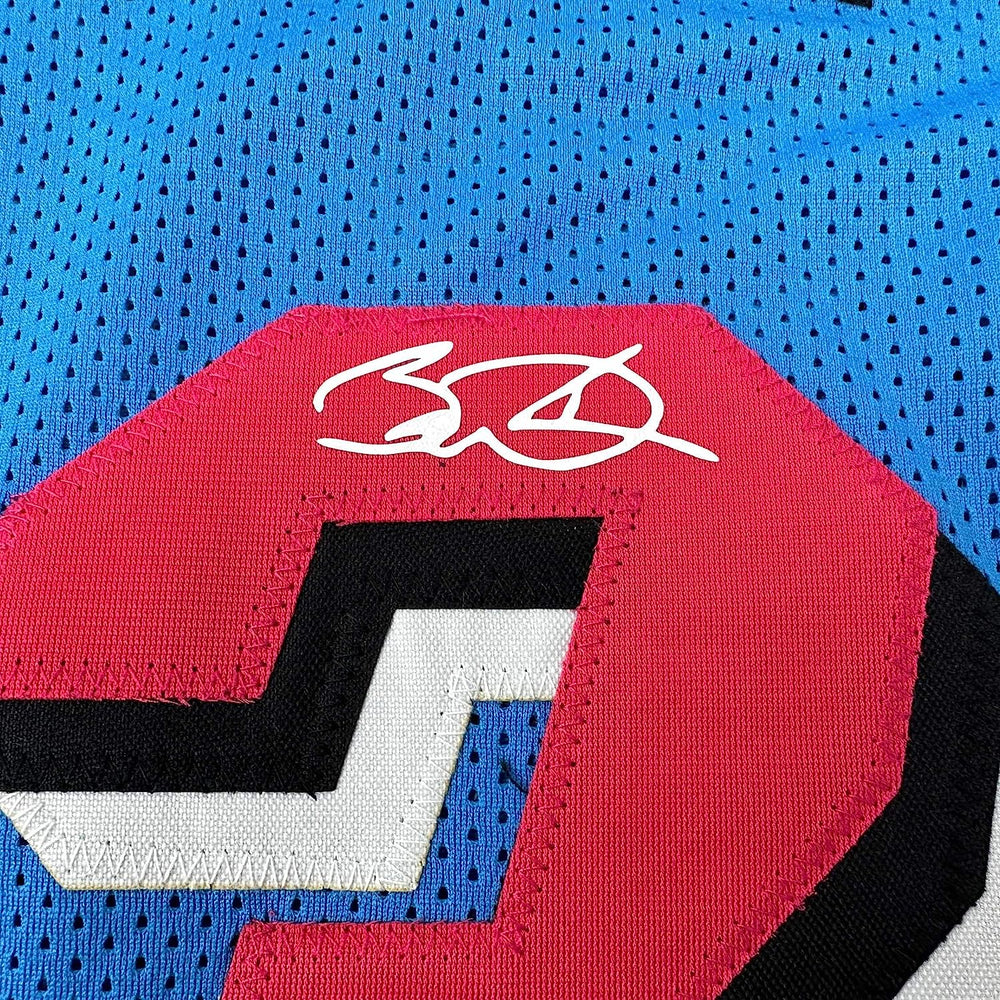 Framed Facsimile Autographed Dwyane Wade 35x39 Miami Blue Vice City Reprint Laser Auto Basketball Jersey (ONLINE ORDER ONLY)