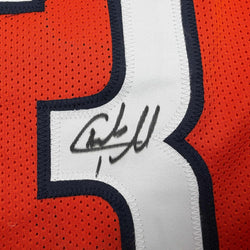 Framed Autographed/Signed Charles Tillman 35x39 Peanut Chicago Orange Football Jersey Beckett BAS COA