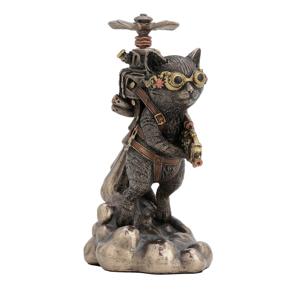 Steampunk Cat Propeller Bronzed Resin Statue (ONLINE ORDER ONLY)