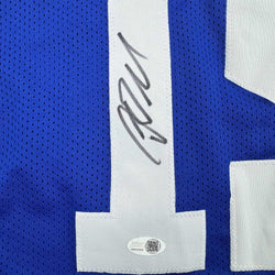 Framed Autographed/Signed Riley Leonard 35x39 Indianapolis Blue Football Jersey JSA COA