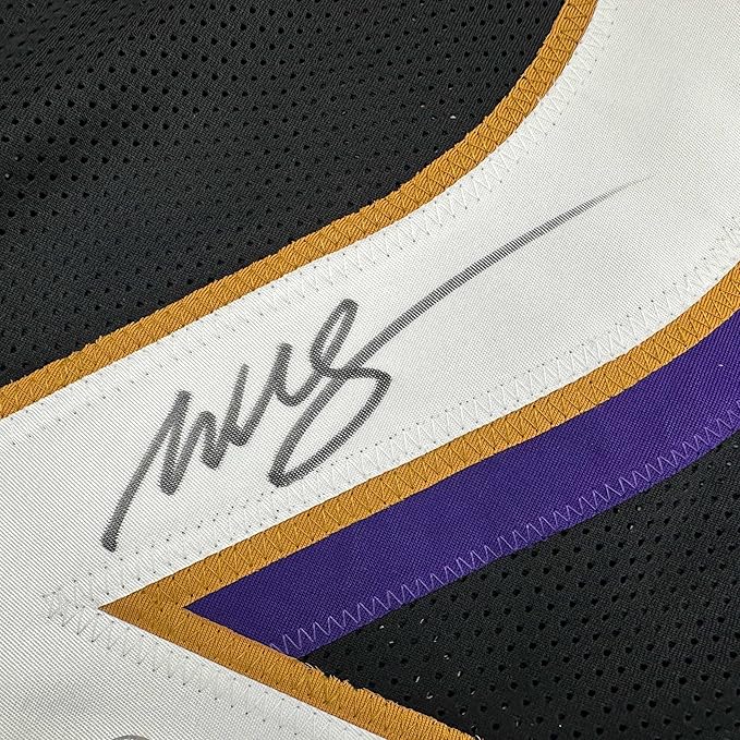 Framed Autographed/Signed Willis McGahee 35x39 Baltimore Black Football Jersey Beckett BAS COA