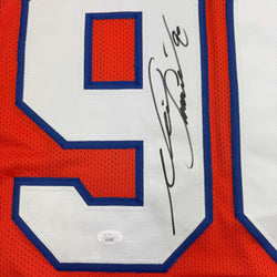 Framed Autographed/Signed Neil Smith 35x39 Denver Retro Orange Football Jersey JSA COA