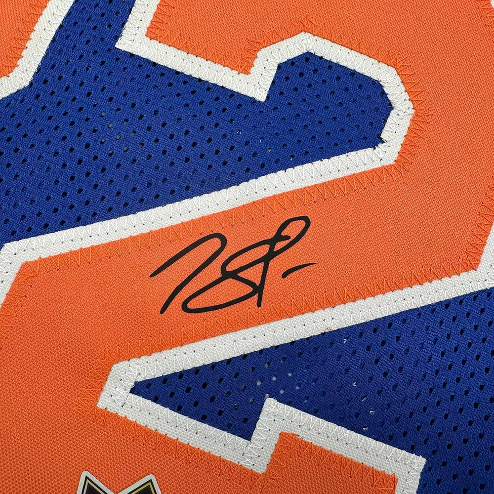 Framed Facsimile Autographed Karl-Anthony Towns 35x39 New York Blue Reprint Laser Auto Basketball Jersey (ONLINE ORDER ONLY)