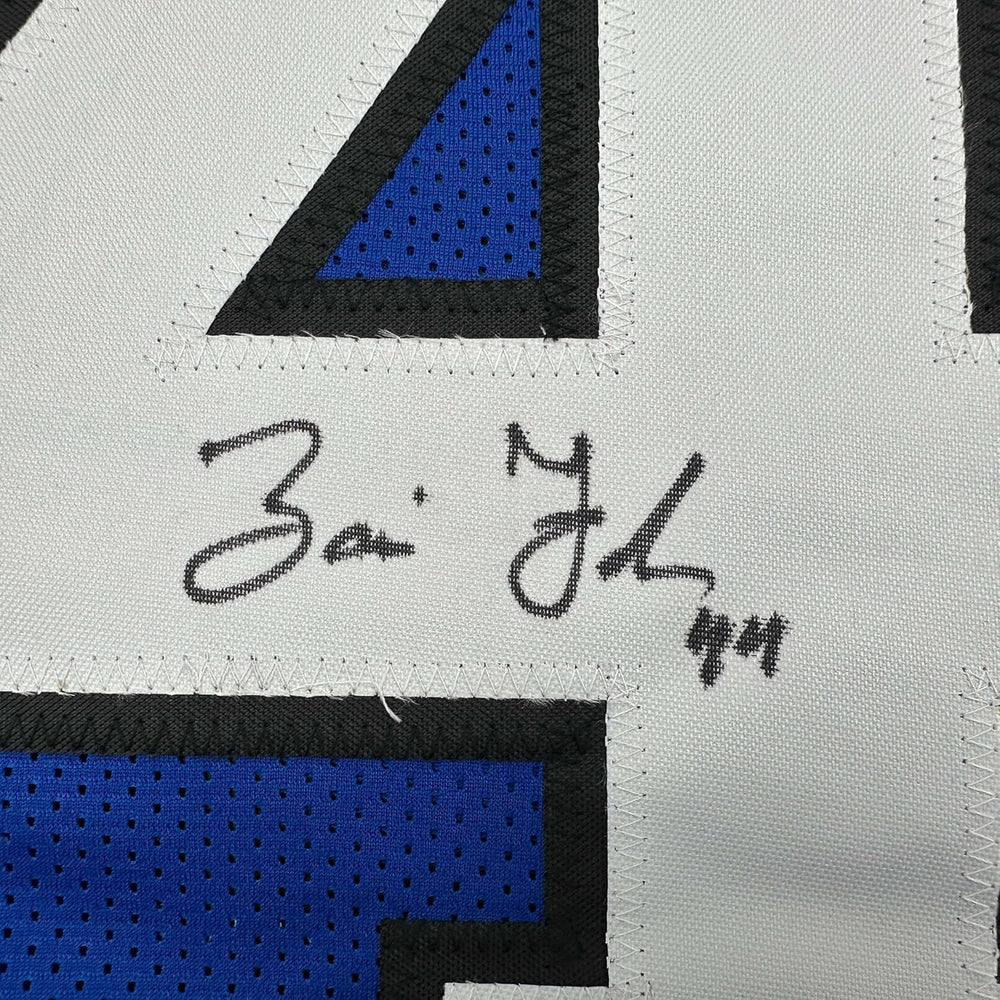 Framed Autographed/Signed Zaire Franklin 35x39 Indianapolis 2025 Style Blue Football Jersey Beckett BAS COA (ONLINE ORDER ONLY)