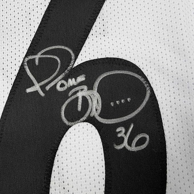 Framed Autographed/Signed Jerome Bettis 35x39 Pittsburgh White Football Jersey JSA COA