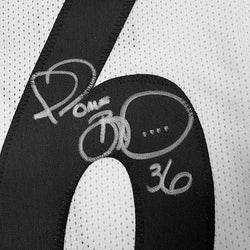 Framed Autographed/Signed Jerome Bettis 35x39 Pittsburgh White Football Jersey JSA COA