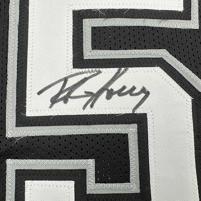 Framed Autographed/Signed Robert Horry 35x39 San Antonio Black Basketball Jersey Beckett BAS COA