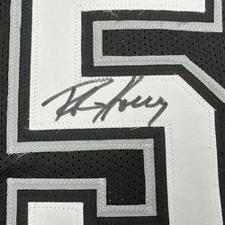 Framed Autographed/Signed Robert Horry 35x39 San Antonio Black Basketball Jersey Beckett BAS COA