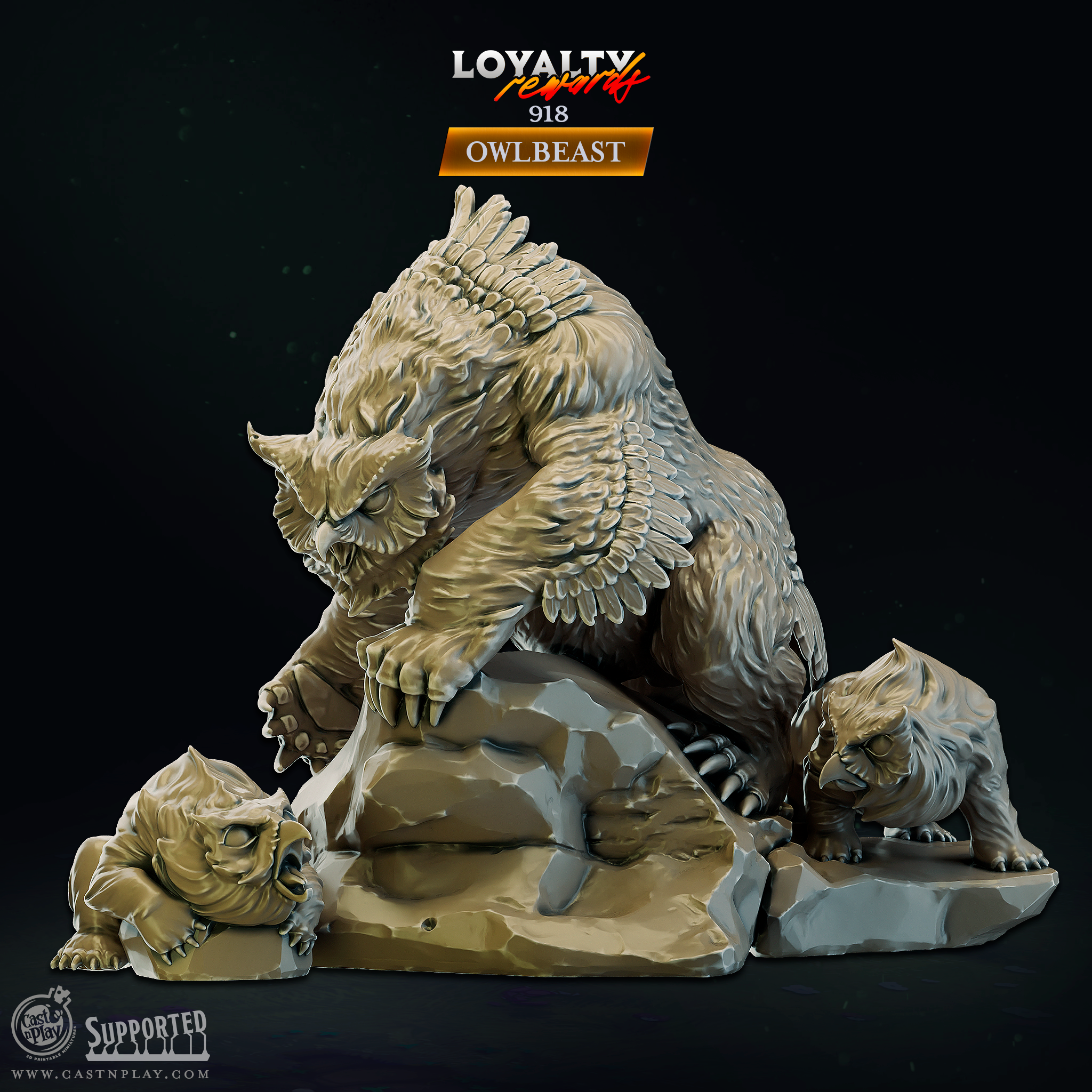 3D Printed Cast n Play Owlbear 28mm 32mm D&D (Online Only)