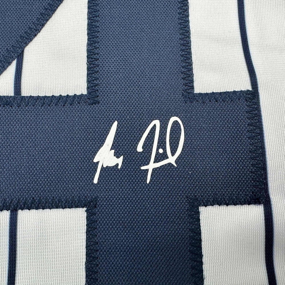 Framed Facsimile Autographed Max Fried 35x39 New York Pinstripe Reprint Laser Auto Baseball Jersey (ONLINE ORDER ONLY)