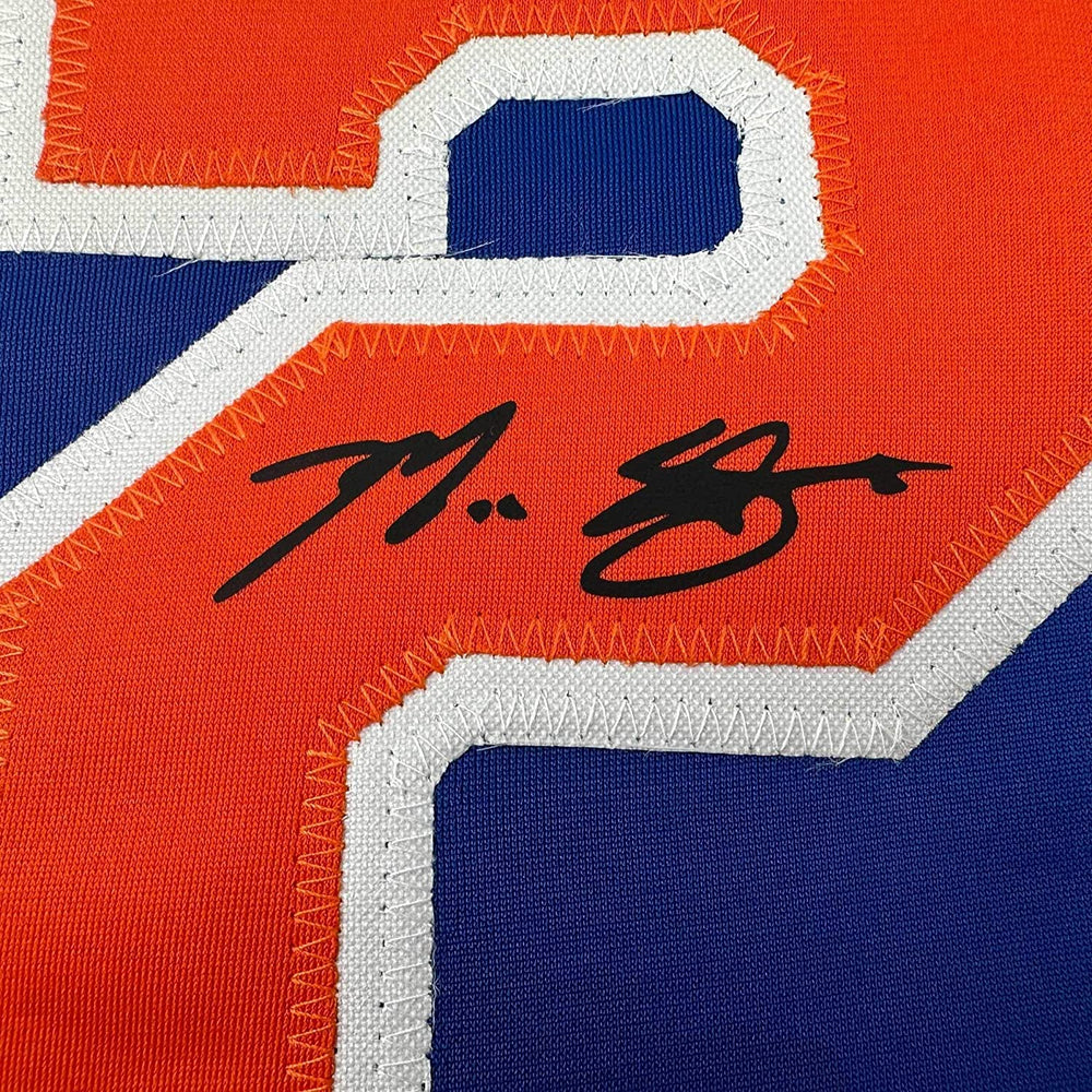 Framed Facsimile Autographed Max Scherzer 35x39 New York Blue Reprint Laser Auto Baseball Jersey (ONLINE ORDER ONLY)