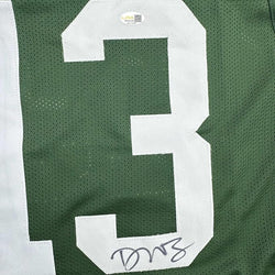 Framed Autographed/Signed Dontayvion Wicks 35x39 Green Bay Green Football Jersey JSA COA