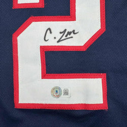 Framed Autographed/Signed Caleb Love 35x39 Arizona Blue College Basketball Jersey Beckett BAS COA