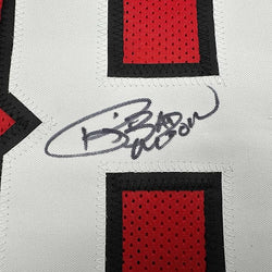 Framed Autographed/Signed Andre Rison 35x39 Atlanta Red Football Jersey Beckett BAS COA