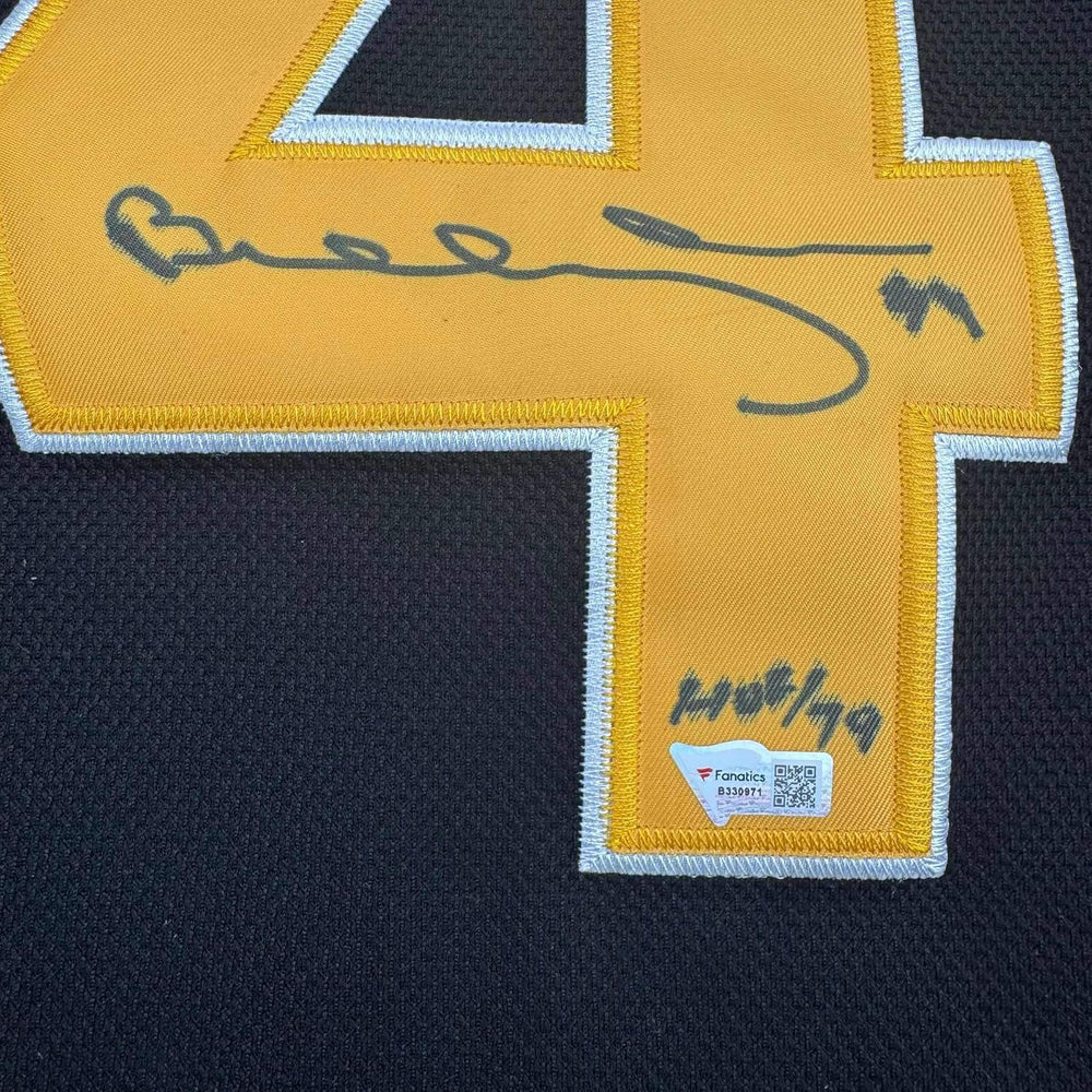 Framed Autographed/Signed Bobby Orr 35x39 "HOF 79" Boston Bruins Black Hockey Jersey Fanatics COA