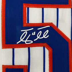 Framed Facsimile Autographed Tim Tebow 35x39 New York Pinstripe Reprint Laser Auto Baseball Jersey Size Men's XL (ONLINE ORDER ONLY)