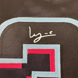 Framed Facsimile Autographed Luis Arraez 35x39 Miami Black Reprint Laser Auto Baseball Jersey (ONLINE ORDER ONLY)