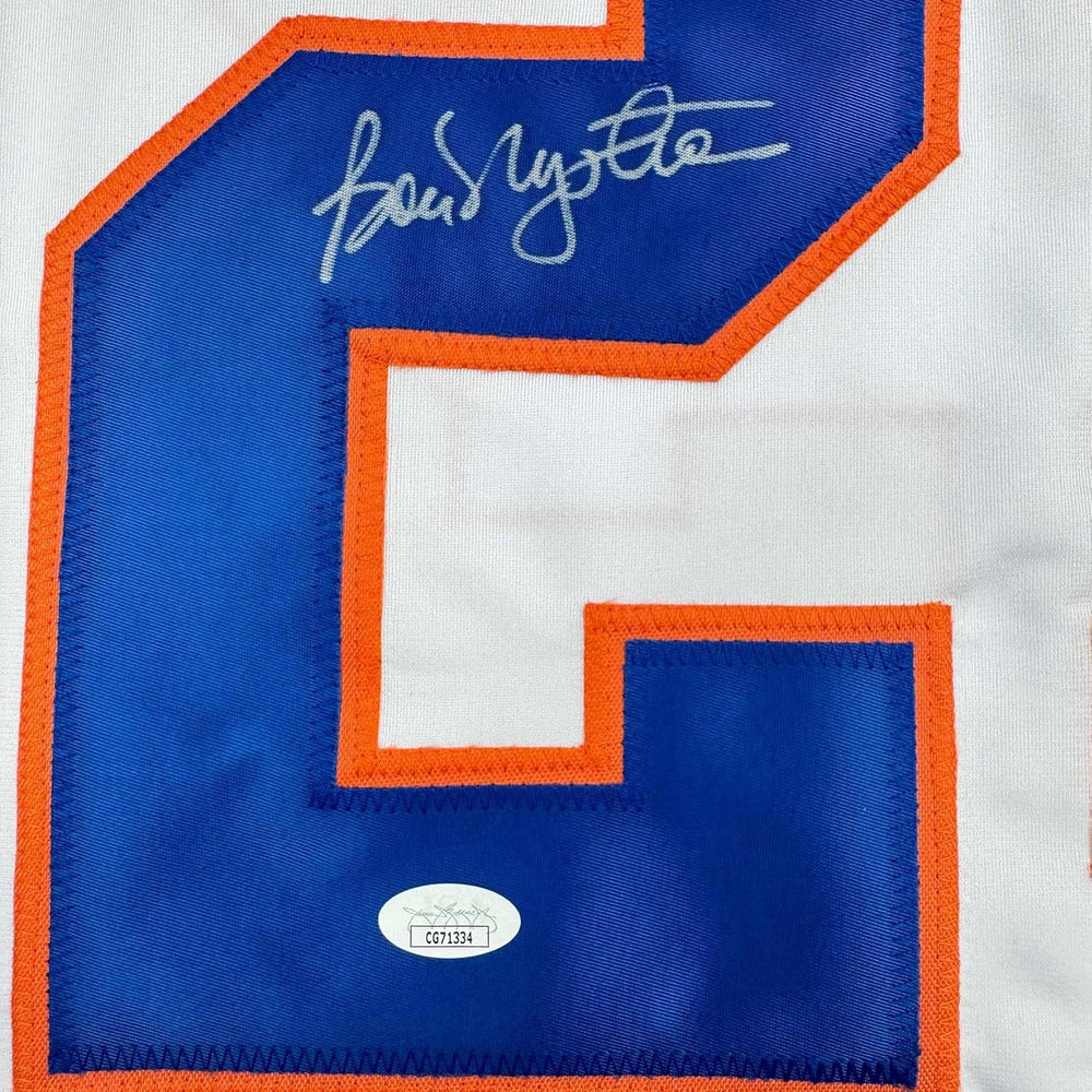 Framed Autographed/Signed Bob Nystrom 35x39 New York White Hockey Jersey JSA COA (ONLINE ORDER ONLY)