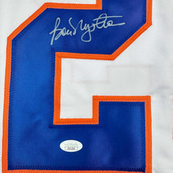 Framed Autographed/Signed Bob Nystrom 35x39 New York White Hockey Jersey JSA COA (ONLINE ORDER ONLY)