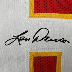 Framed Facsimile Autographed Len Dawson 35x39 Kansas City Red Reprint Laser Auto Football Jersey (ONLINE ORDER ONLY)
