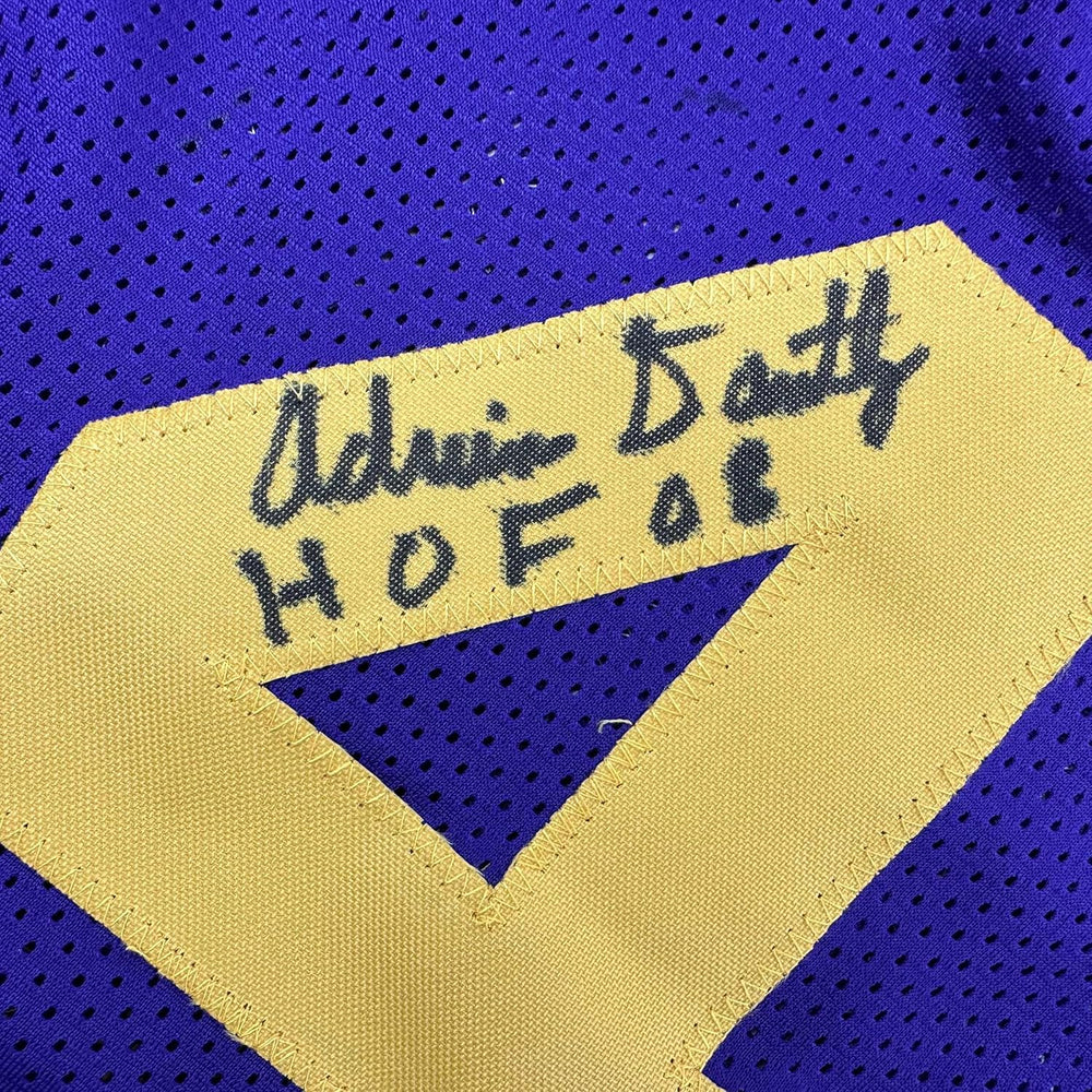 Framed Autographed/Signed Adrian Dantley 35x39 HOF 2008 Utah Purple Basketball Jersey Beckett BAS COA (ONLINE ORDER ONLY)
