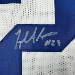 Framed Autographed/Signed Joseph Addai 35x39 Indianapolis White Football Jersey JSA COA