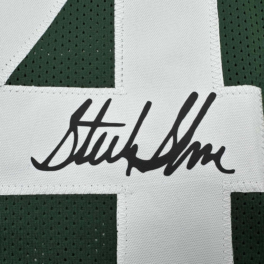 Framed Facsimile Autographed Sterling Sharpe 35x39 Green Bay Green Reprint Laser Auto Football Jersey (ONLINE ORDER ONLY)