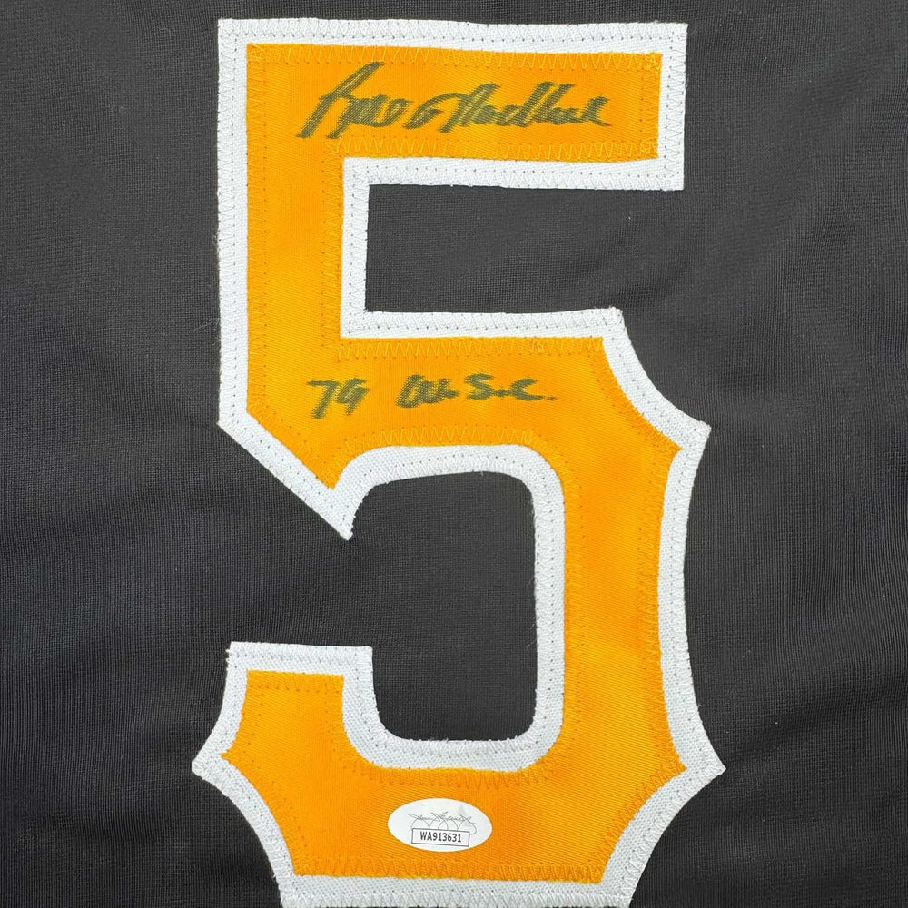 Framed Autographed/Signed Bill Madlock 35x39 Pittsburgh Black Baseball Jersey JSA COA