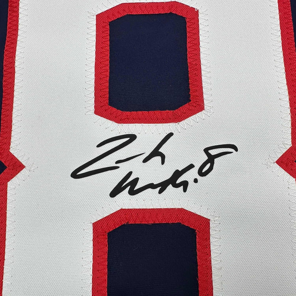 Framed Facsimile Autographed Zach Werenski 35x39 Columbus Blue Reprint Laser Auto Hockey Jersey (ONLINE ORDER ONLY)