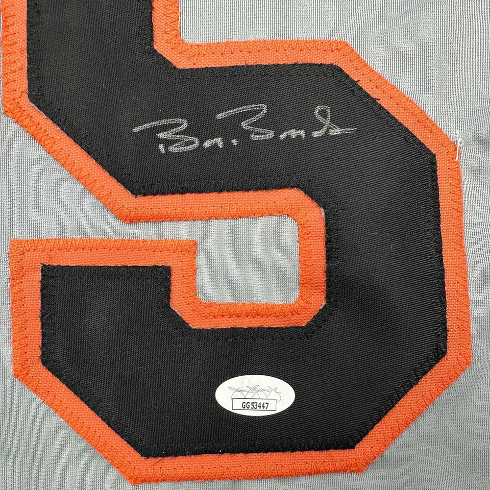 Framed Autographed/Signed Barry Bonds 35x39 San Francisco Grey Baseball Jersey JSA COA (ONLINE ORDER ONLY)