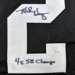 Framed Autographed/Signed Mike Wagner 35x39 4x SB Champ Pittsburgh Black Football Jersey JSA COA