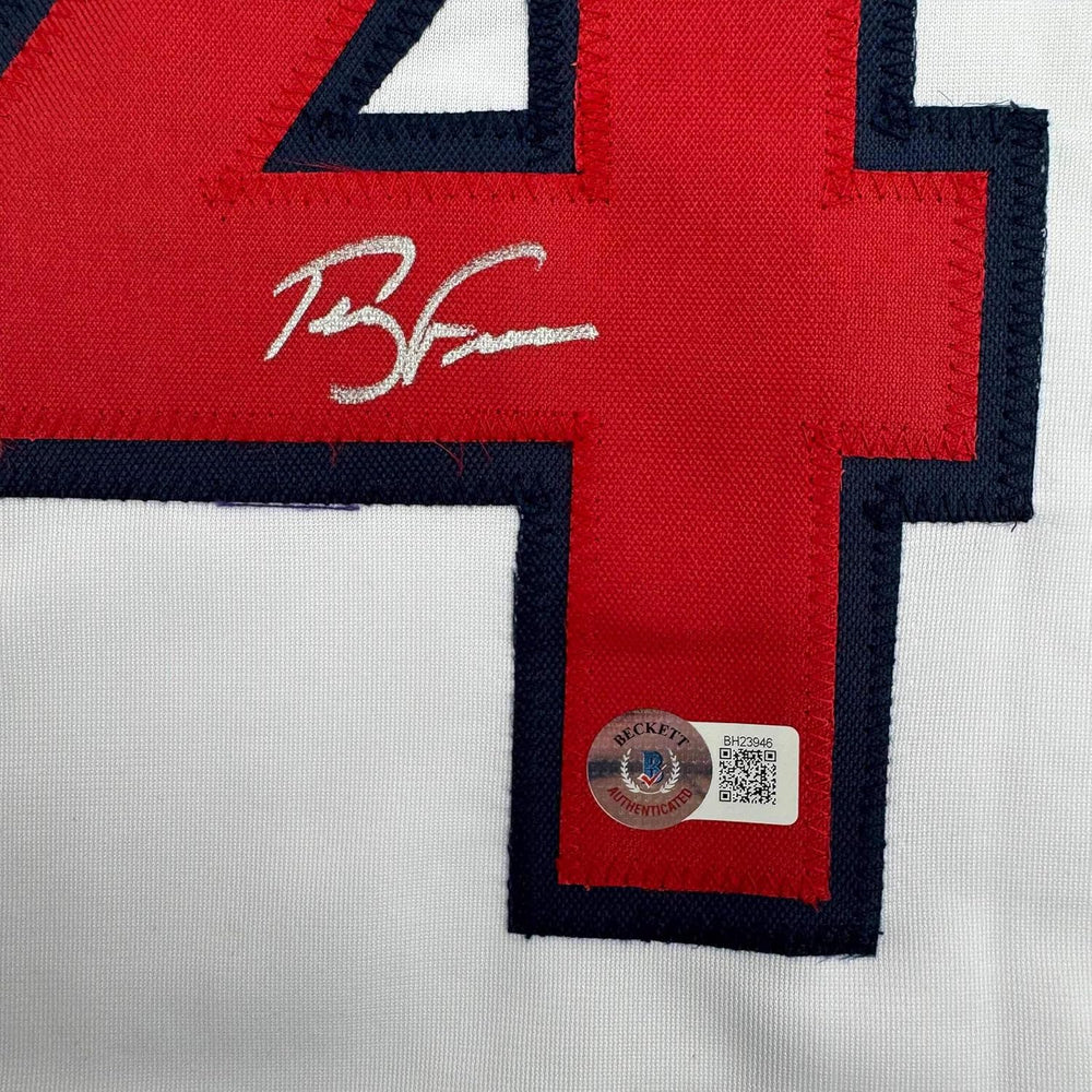 Framed Autographed/Signed Terry Francona 35x39 Boston White Baseball Jersey Beckett BAS COA