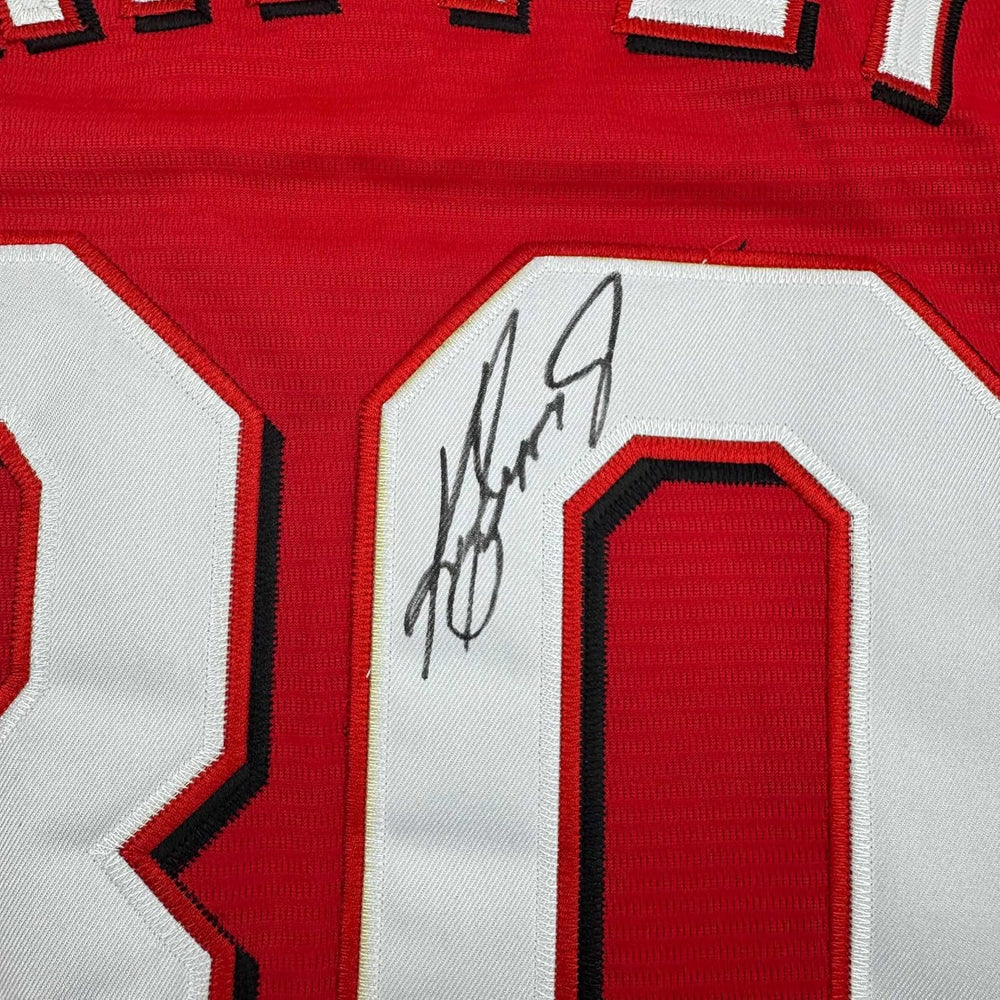 Framed Autographed/Signed Ken Griffey Jr. 35x39 Cincinnati Red Baseball Jersey Beckett BAS COA