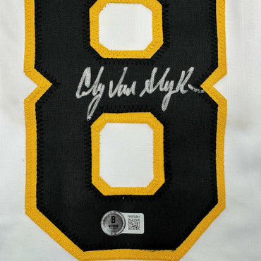 Framed Autographed/Signed Andy Van Slyke 35x39 Pittsburgh White Baseball Jersey Beckett BAS COA (ONLINE ORDER ONLY)