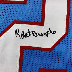 Framed Facsimile Autographed Robert Brazile 35x39 Houston Blue Reprint Laser Auto Football Jersey (ONLINE ORDER ONLY)
