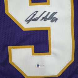 Framed Autographed/Signed Jared Allen 35x39 Minnesota Purple Football Jersey Beckett BAS COA (ONLINE ORDER ONLY)