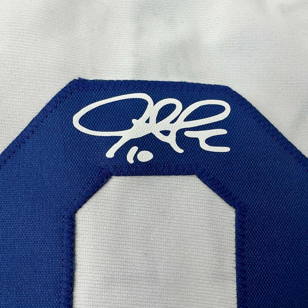 Framed Facsimile Autographed Justin Turner 35x39 Los Angeles LA White Reprint Laser Auto Baseball Jersey (ONLINE ORDER ONLY)