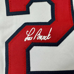Framed Facsimile Autographed Lou Brock 35x39 St. Louis White Reprint Laser Auto Baseball Jersey (ONLINE ORDER ONLY)