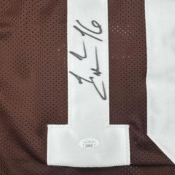 Framed Autographed/Signed Josh Cribbs 35x39 Cleveland Football Brown Jersey JSA COA (ONLINE ORDER ONLY)
