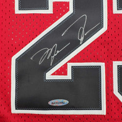 Framed Autographed/Signed Michael Jordan 35x39 Chicago Red Basketball Jersey Upper Deck UDA COA