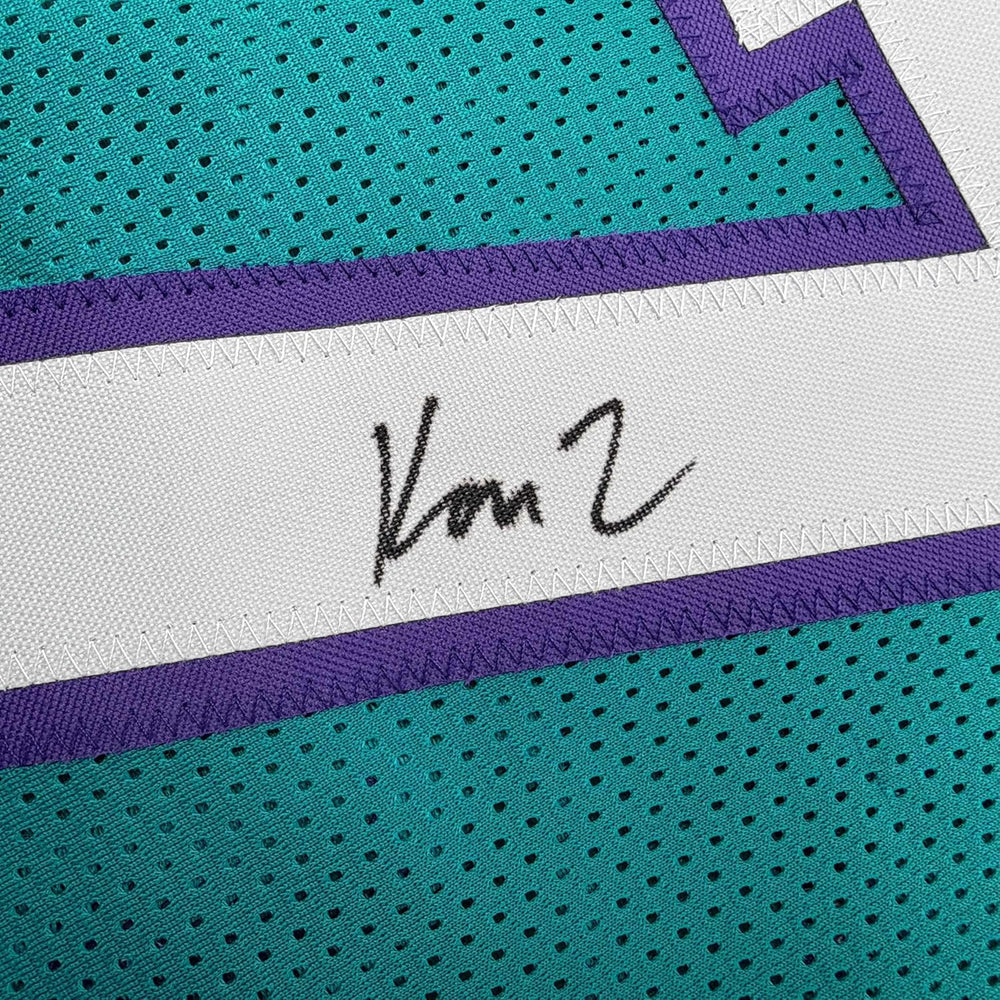 Framed Autographed/Signed Kon Knueppel 35x39 Charlotte Teal Basketball Jersey JSA COA