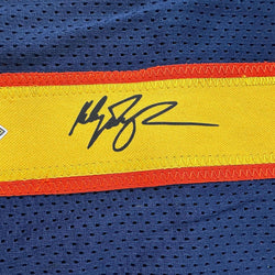 Framed Facsimile Autographed Klay Thompson 35x39 Golden State Navy Blue Retro Reprint Laser Auto Basketball Jersey (ONLINE ORDER ONLY)