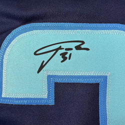 Framed Facsimile Autographed Philipp Grubauer 35x39 Seattle Blue Reprint Laser Auto Hockey Jersey (ONLINE ORDER ONLY)