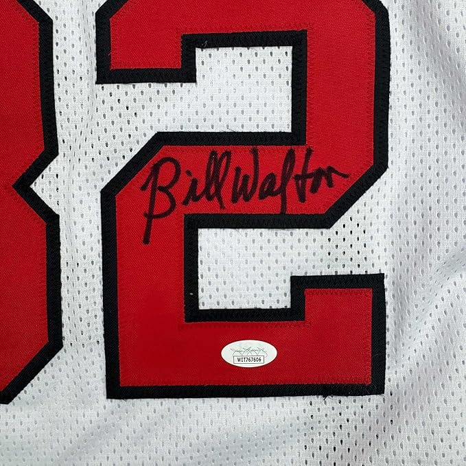 Framed Autographed/Signed Bill Walton 35x39 Portland White Basketball Jersey JSA COA