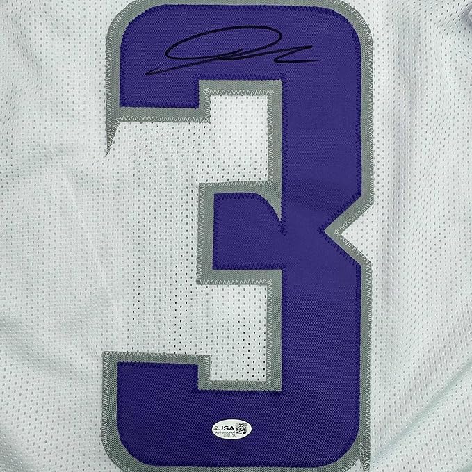 Framed Autographed/Signed Jordan Addison 35x39 Minnesota White Alternate Football Jersey JSA COA