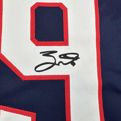 Framed Facsimile Autographed Jack Eichel 35x39 United States USA Blue 2025 4 Nations Face-Off Reprint Laser Auto Hockey Jersey (ONLINE ORDER ONLY)